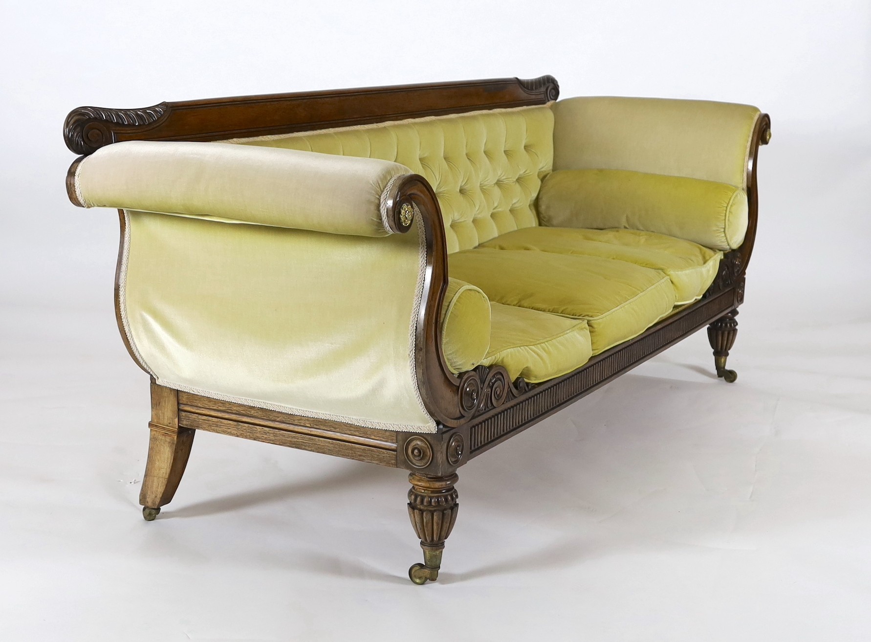 A Regency rosewood settee, W.228cm D.78cm H.90cm